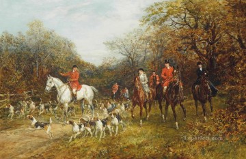  Heywood Oil Painting - Entering the covert Heywood Hardy horse riding